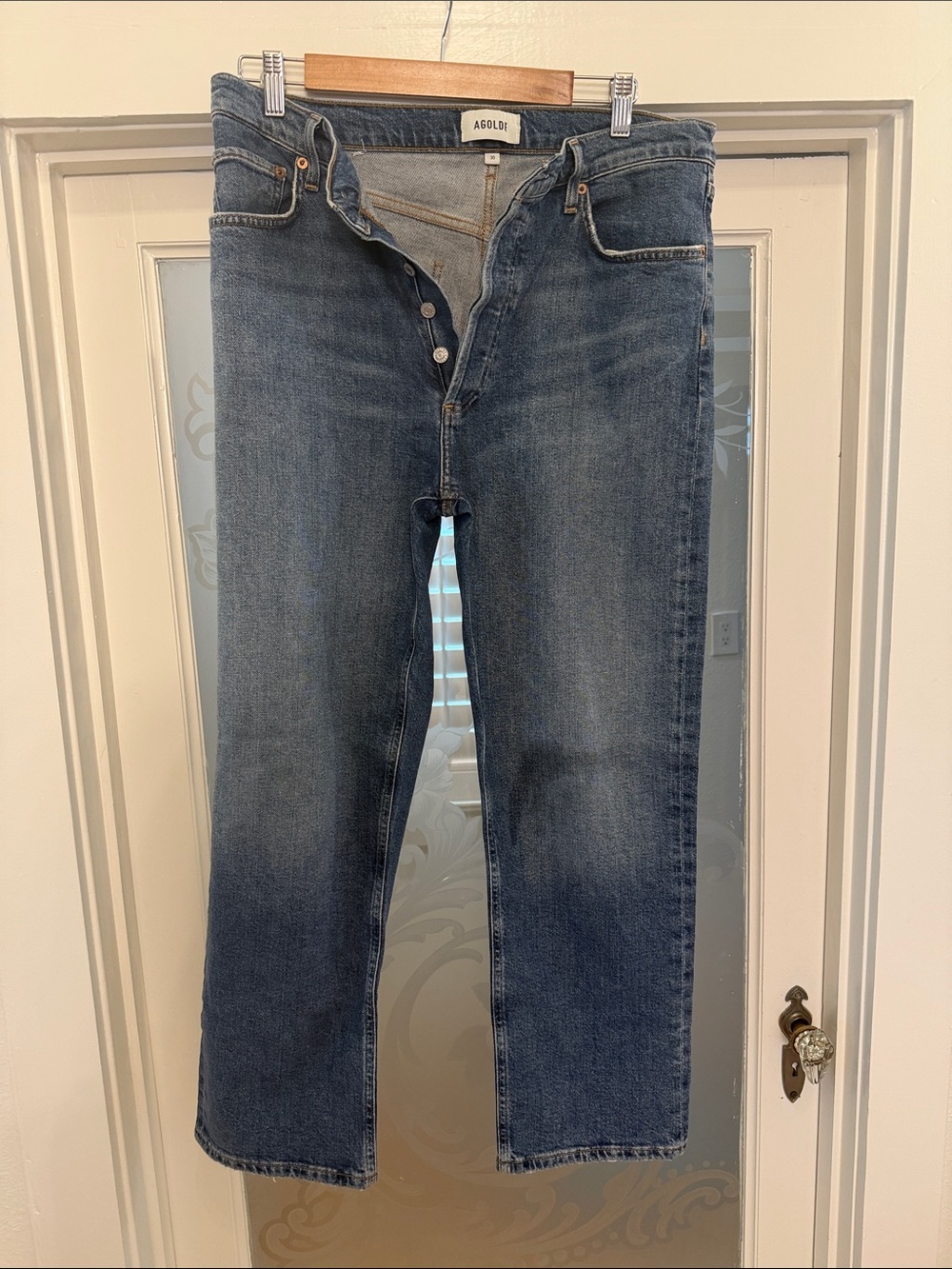 Agolde Women’s Blue High-Rise Straight Leg Jeans